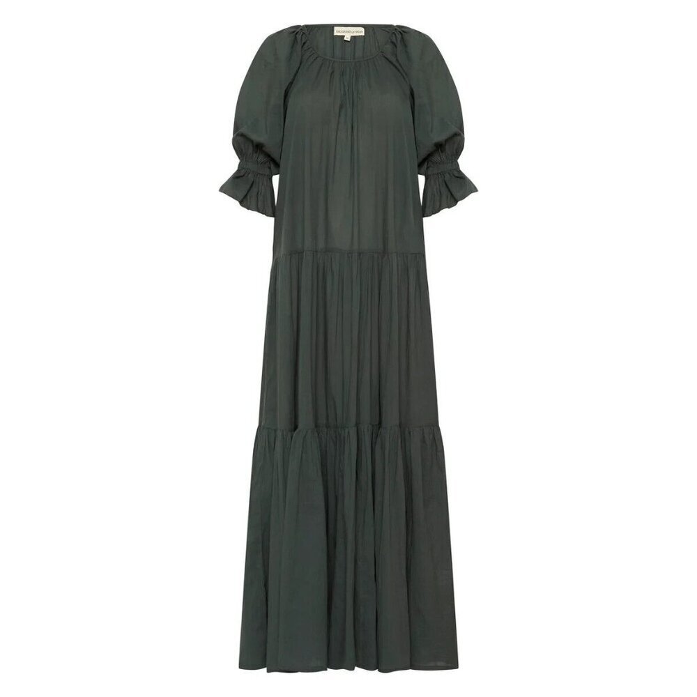 NWT Daughter's of India Sahana Gown in Emerald Green Cotton Maxi Dress L